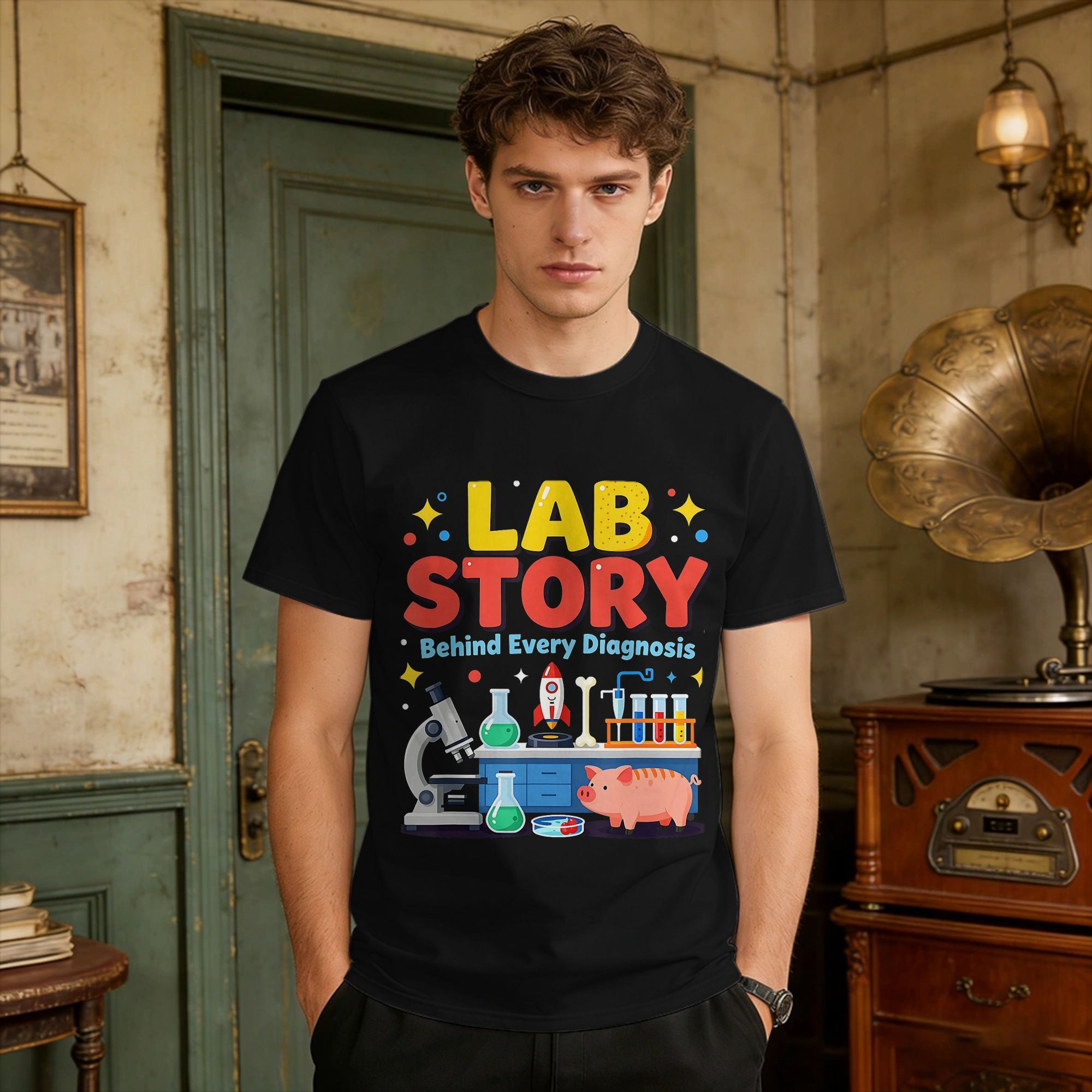 Medical Lab Technician - تي شيرت رجالي من القطن بأكمام